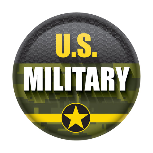 U.S. Military Button – 2" – (1/Card) by Beistle for Patriotic Printed Buttons
