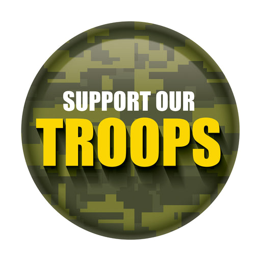 Support Our Troops Button – 2" – (1/Card) by Beistle for Patriotic Printed Buttons