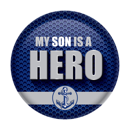 My Son Is A Hero Button – 2" – (1/Card) by Beistle for Patriotic Printed Buttons