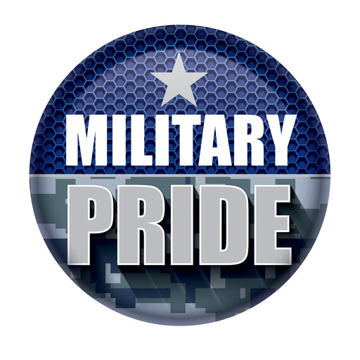 Military Pride Button – 2" – (1/Card) by Beistle for Patriotic Printed Buttons