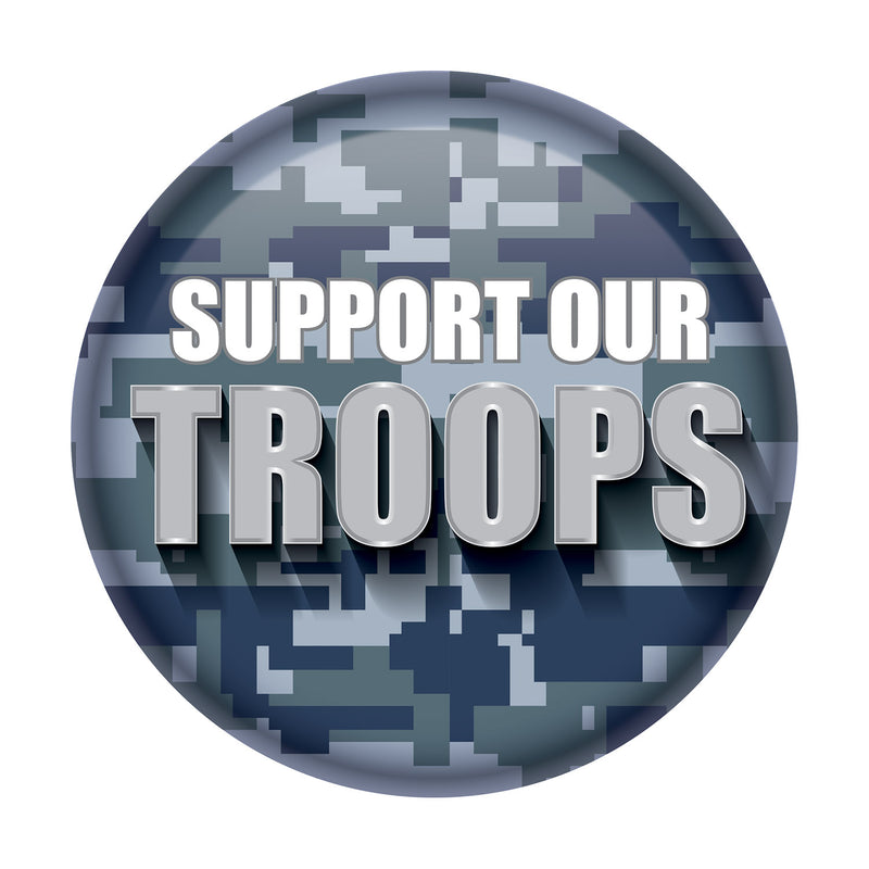 Support Our Troops Button – 2" – (1/Card) by Beistle for Patriotic Printed Buttons
