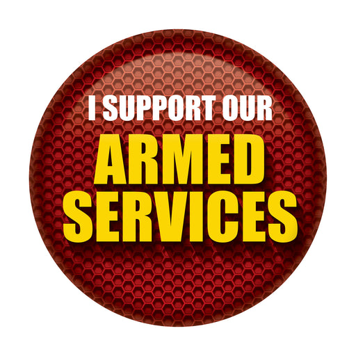 I Support Our Armed Services Button – 2" – (1/Card) by Beistle for Patriotic Printed Buttons