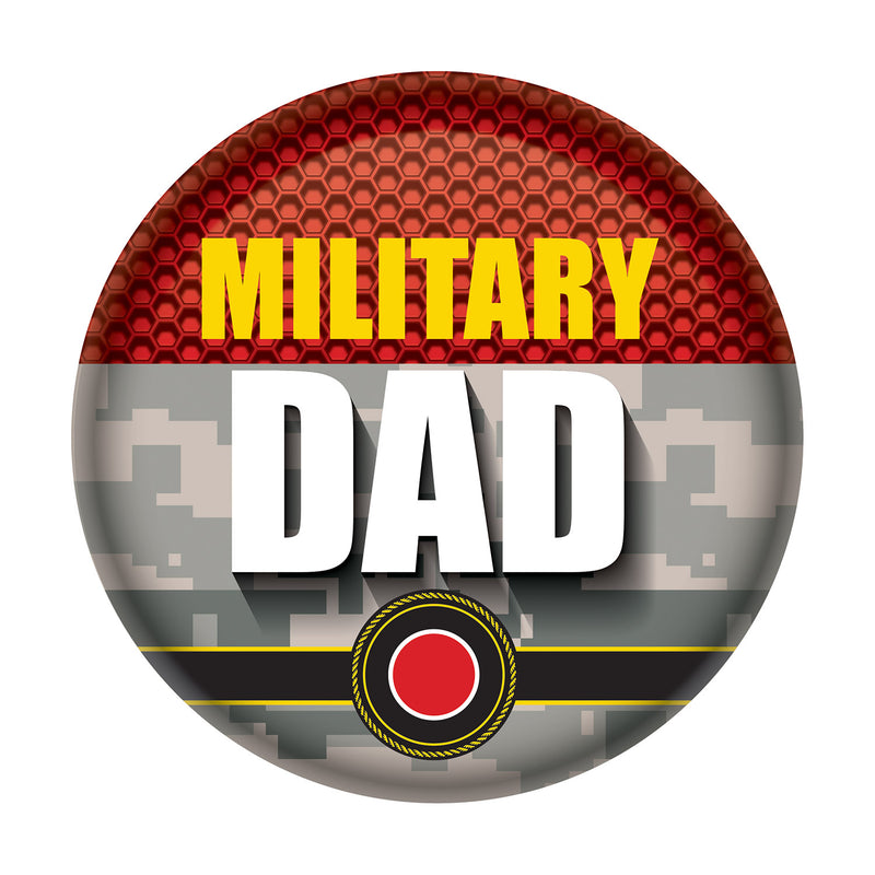 Military Dad Button – 2" – (1/Card) by Beistle for Patriotic Printed Buttons