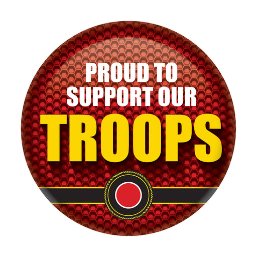 Proud To Support Our Troops Button – 2" – (1/Card) by Beistle for Patriotic Printed Buttons