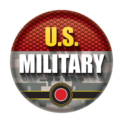 U.S. Military Button – 2" – (1/Card) by Beistle for Patriotic Printed Buttons
