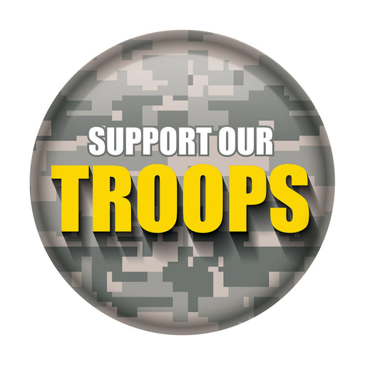 Support Our Troops Button – 2" – (1/Card) by Beistle for Patriotic Printed Buttons
