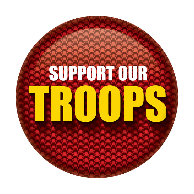 Support Our Troops Button – 2" – (1/Card) by Beistle for Patriotic Printed Buttons