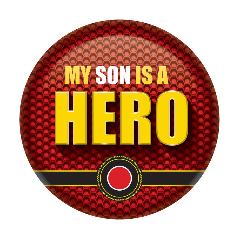 My Son Is A Hero Button – 2" – (1/Card) by Beistle for Patriotic Printed Buttons
