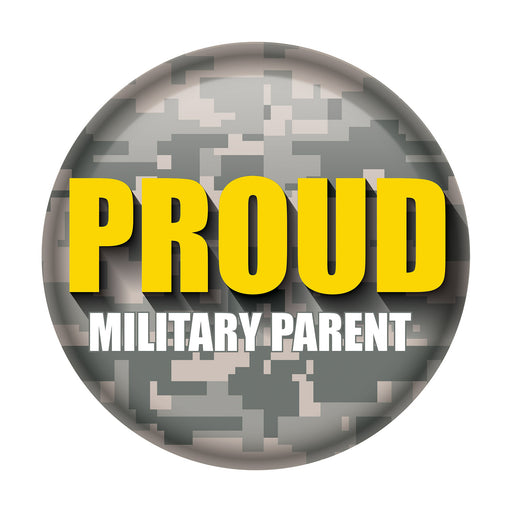 Proud Military Parent Button – 2" – (1/Card) by Beistle for Patriotic Printed Buttons