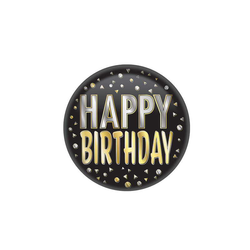 Happy Birthday Button – 2" – (1/Card) by Beistle for Birthday Printed Buttons