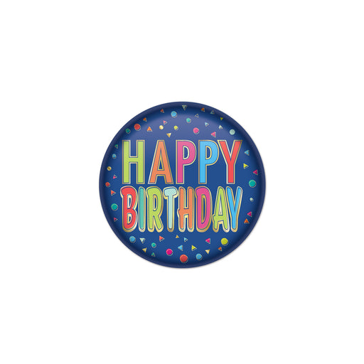 Happy Birthday Button – 2" – (1/Card) by Beistle for Birthday Printed Buttons