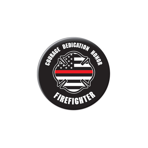 Courage Dedication Honor Firefighter But – 2" – (1/Card) by Beistle for Patriotic Printed Buttons