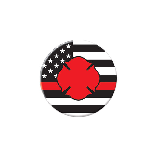 Firefighter Maltese Icon w/Flag Button – 2" – (1/Card) by Beistle for Patriotic Printed Buttons