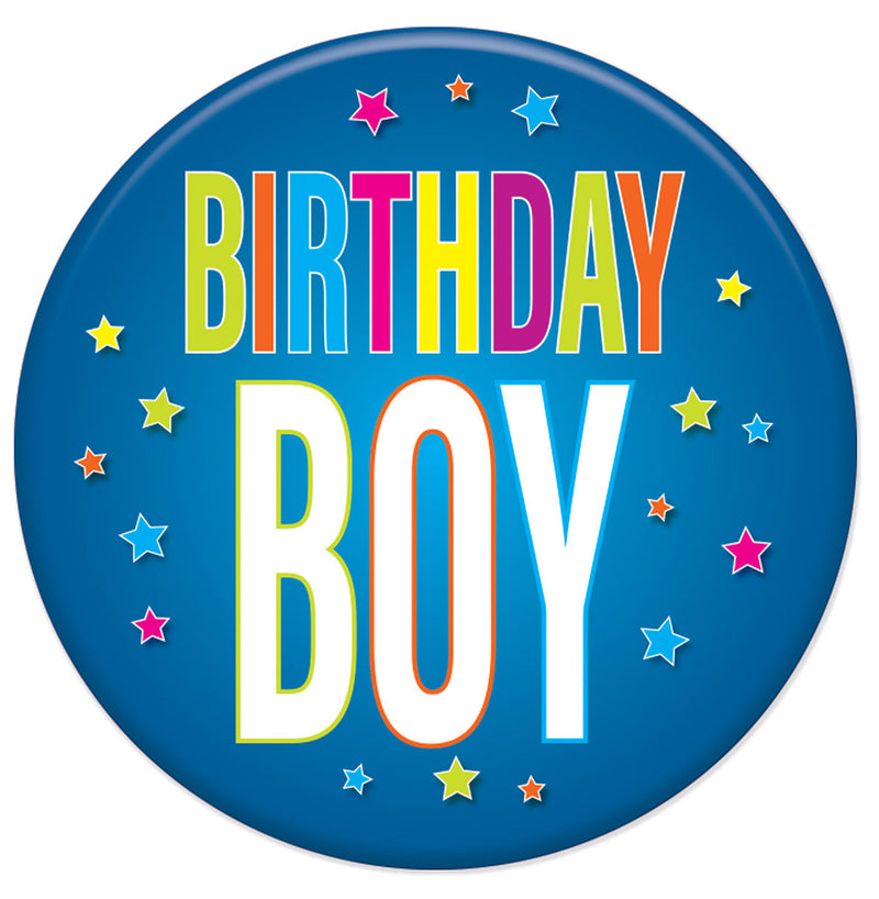 Birthday Boy Button – 2" – (1/Card) by Beistle for Birthday Printed Buttons