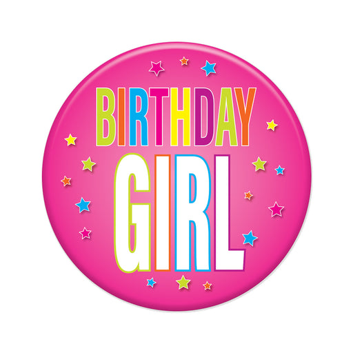 Birthday Girl Button – 2" – (1/Card) by Beistle for Birthday Printed Buttons