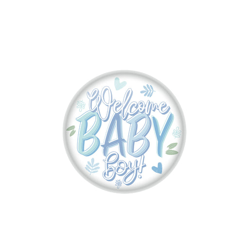 Welcome Baby Boy! Button – 2" – (1/Card) by Beistle for Baby Shower Printed Buttons