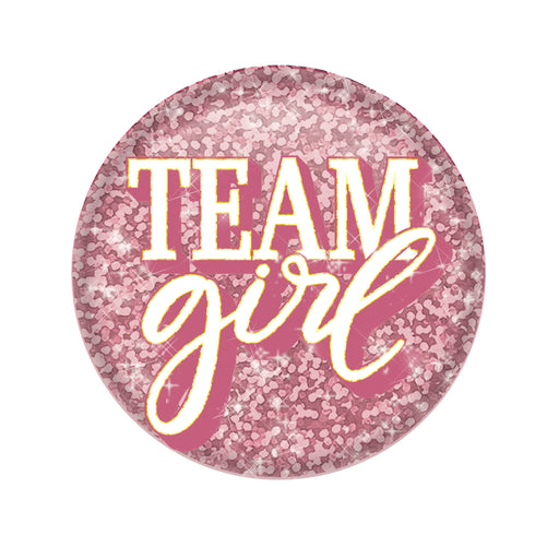 Team Girl Button – 2" – (1/Card) by Beistle for Baby Shower Printed Buttons