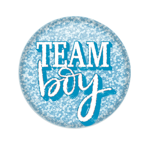 Team Boy Button – 2" – (1/Card) by Beistle for Baby Shower Printed Buttons