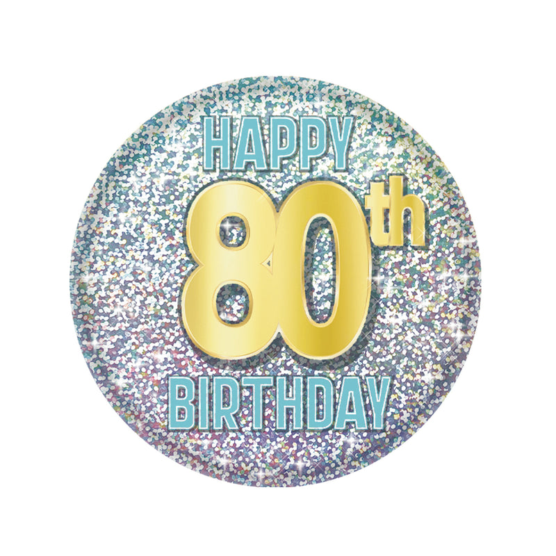 80th Birthday Button – 2" – (1/Card) by Beistle for Birthday-Age Specific Printed Buttons