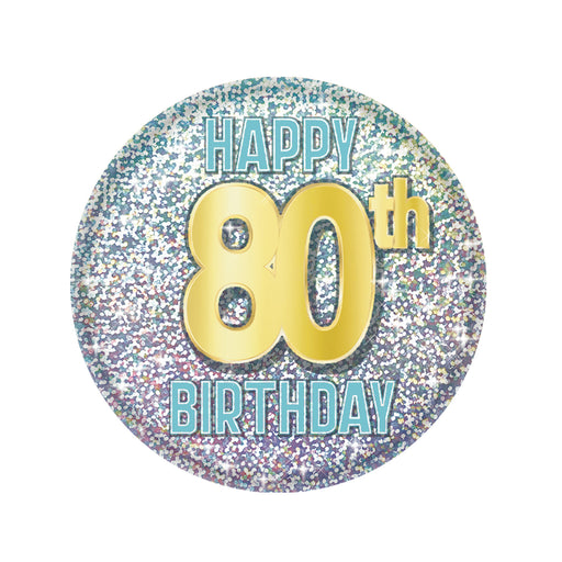 80th Birthday Button – 2" – (1/Card) by Beistle for Birthday-Age Specific Printed Buttons