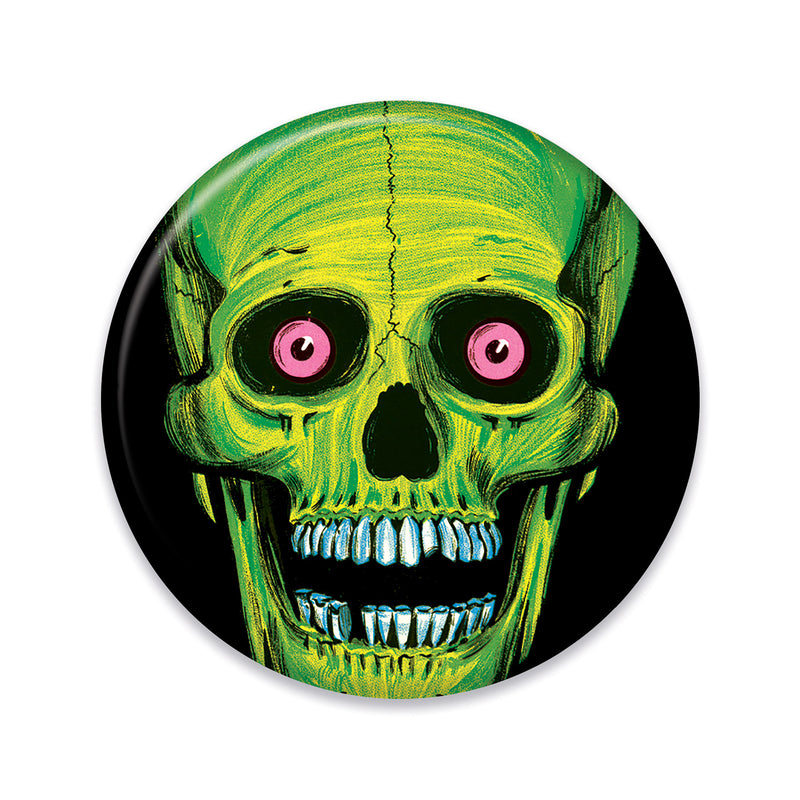 Vintage Halloween Skull Button – 2" – (1/Card) by Beistle for Halloween-Vintage Printed Buttons
