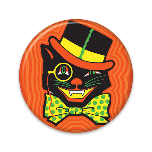 Vintage Halloween Cat Button – 2" – (1/Card) by Beistle for Halloween-Vintage Printed Buttons