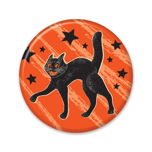 Vintage Halloween Scratch Cat Button – 2" – (1/Card) by Beistle for Halloween-Vintage Printed Buttons