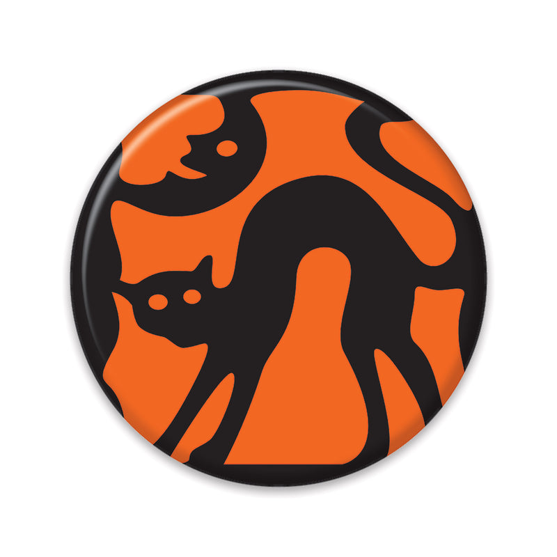 Vintage Halloween Cat Silhouette Button – 2" – (1/Card) by Beistle for Halloween-Vintage Printed Buttons