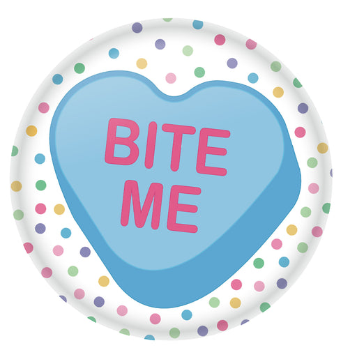 Bite Me Button – 2" – (1/Card) by Beistle for Valentines Printed Buttons