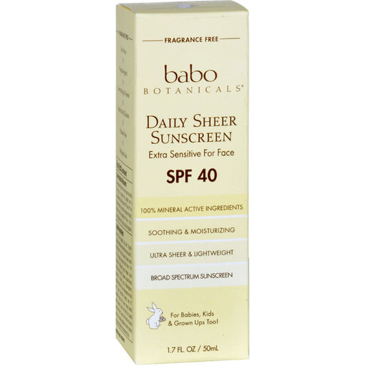 Babo Botanicals Sunscreen Daily Sheer SPF 40 1.7 oz - No Brand For Less 