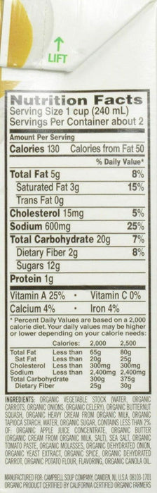 CAMPBELLS: Butternut Squash Organic Soup, 17 oz - No Brand For Less 