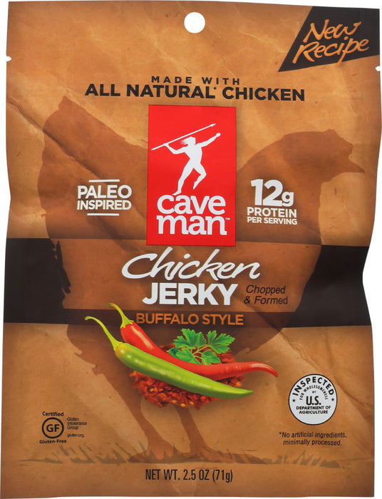 CAVEMAN FOODS: Chicken Jerky Buffalo Style, 2.5 Oz - No Brand For Less 