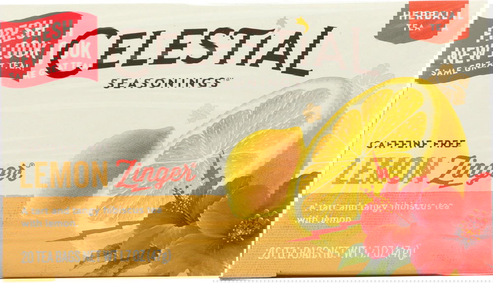 CELESTIAL SEASONINGS: Lemon Zinger Herbal Tea Caffeine Free, 20 bg - No Brand For Less 