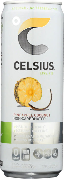 CELSIUS: Beverage Non Carbonated Pineapple Coconut, 12 oz - No Brand For Less 