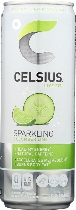 CELSIUS: Beverage Sparkling Cucumber Lime, 12 oz - No Brand For Less 