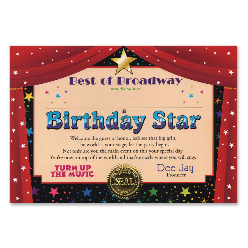 Birthday Star Certificate – 5" x 7"