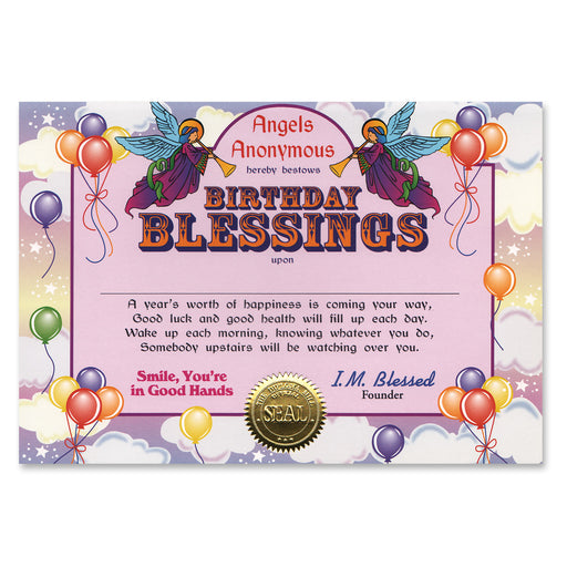 Birthday Blessings Certificate – 5" x 7" by Beistle for Birthday Certificate Greetings