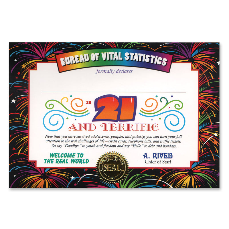 21 & Terrific Certificate – 5" x 7"