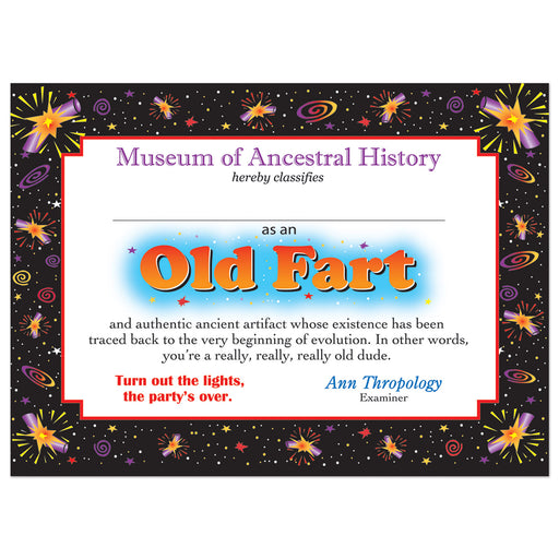 Old Fart Certificate – 5" x 7"