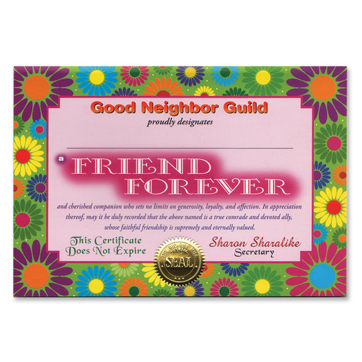 Friend Forever Certificate – 5" x 7" by Beistle for General Occasion Certificate Greetings