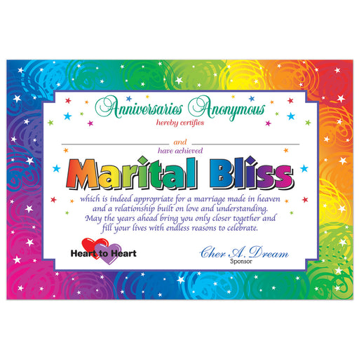 Marital Bliss Certificate – 5" x 7"
