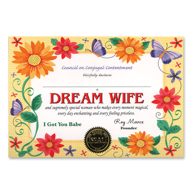 Dream Wife Certificate – 5" x 7"