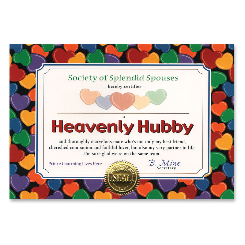 Heavenly Hubby Certificate – 5" x 7" by Beistle for Wedding Certificate Greetings