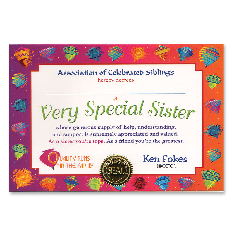 Very Special Sister Certificate – 5" x 7"