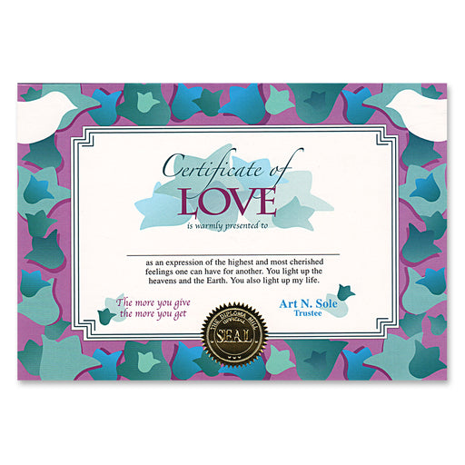 Certificate Of Love – 5" x 7" by Beistle for Valentines Certificate Greetings