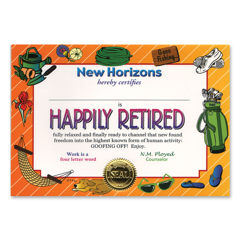 Happily Retired Certificate – 5" x 7"
