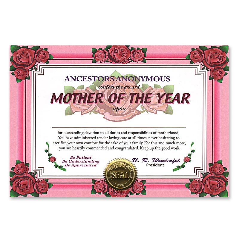 Mother Of The Year Certificate – 5" x 7" by Beistle for Mothers/Fathers Day Certificate Greetings
