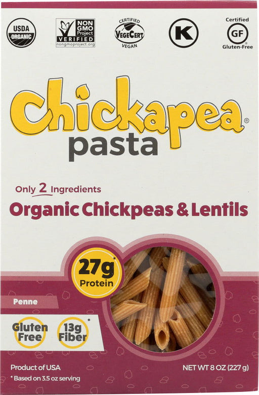 CHICKAPEA: Organic ChickPea and Red Lentil Pasta Penne, 8 oz - No Brand For Less 