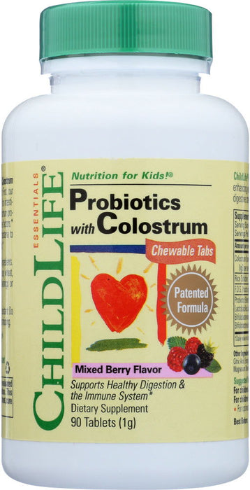 CHILD LIFE: Probiotics with Colustrum Mixed Berry Flavor, 90 tb - No Brand For Less 