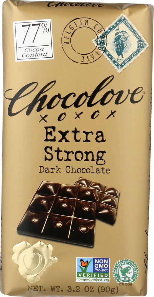CHOCOLOVE: Extra Strong Dark Chocolate Bar, 3.2 oz - No Brand For Less 